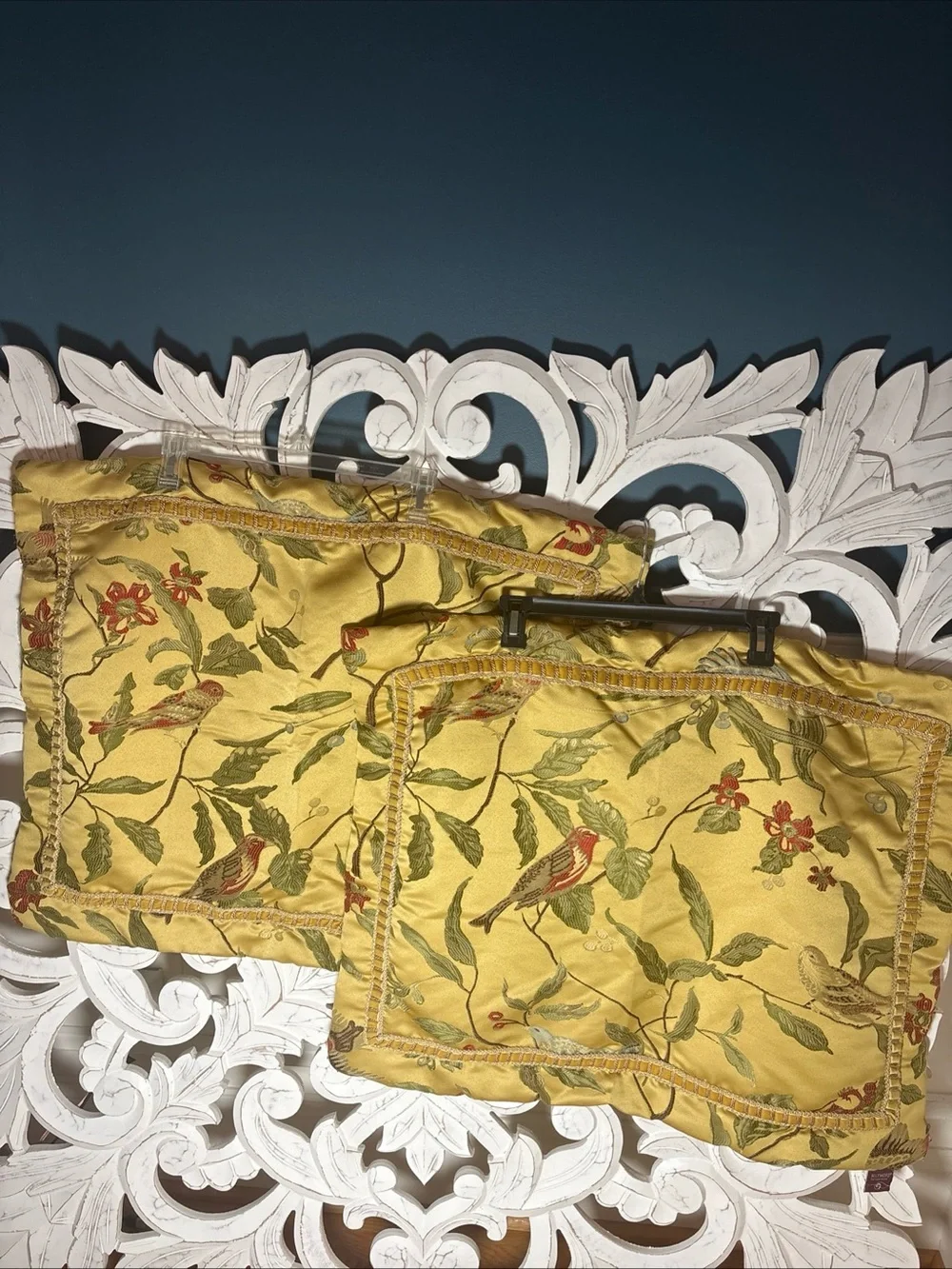 Tapestry  Biltmore Golden Floral Birds Decorative Pillow Shams